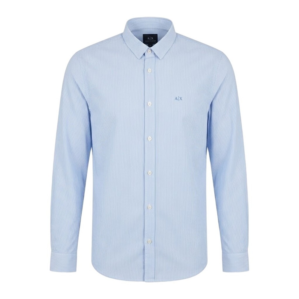NEW Armani Exchange Men's‎ XL Slim Fit Blue White Striped Long Sleeve Shirt - CJ